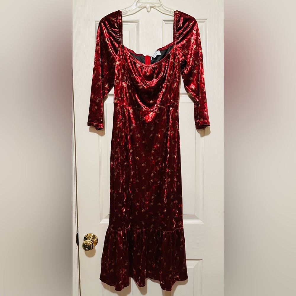 Elegant Red Velvet Dress